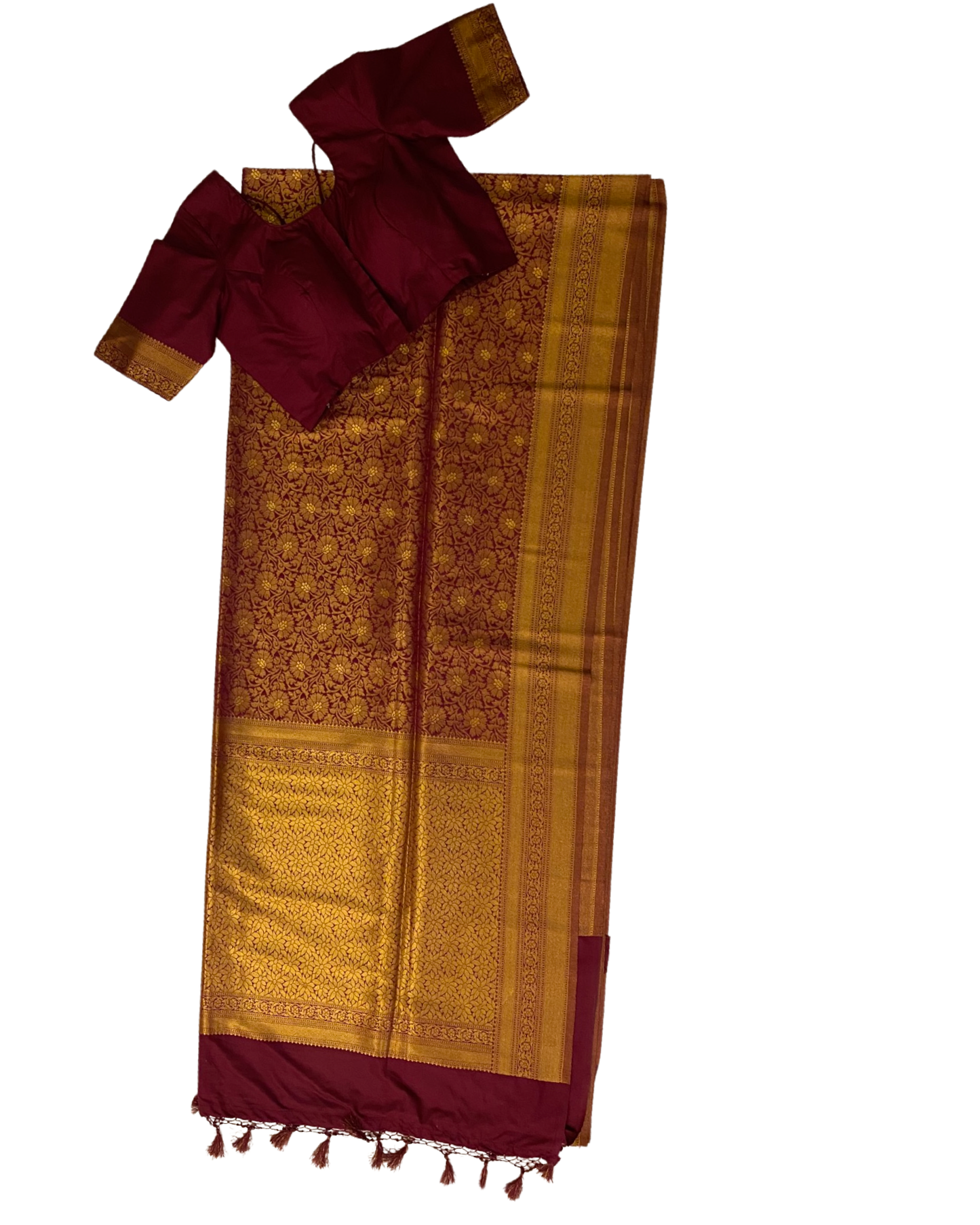 Wine Handloom Banarasi Silk Saree
