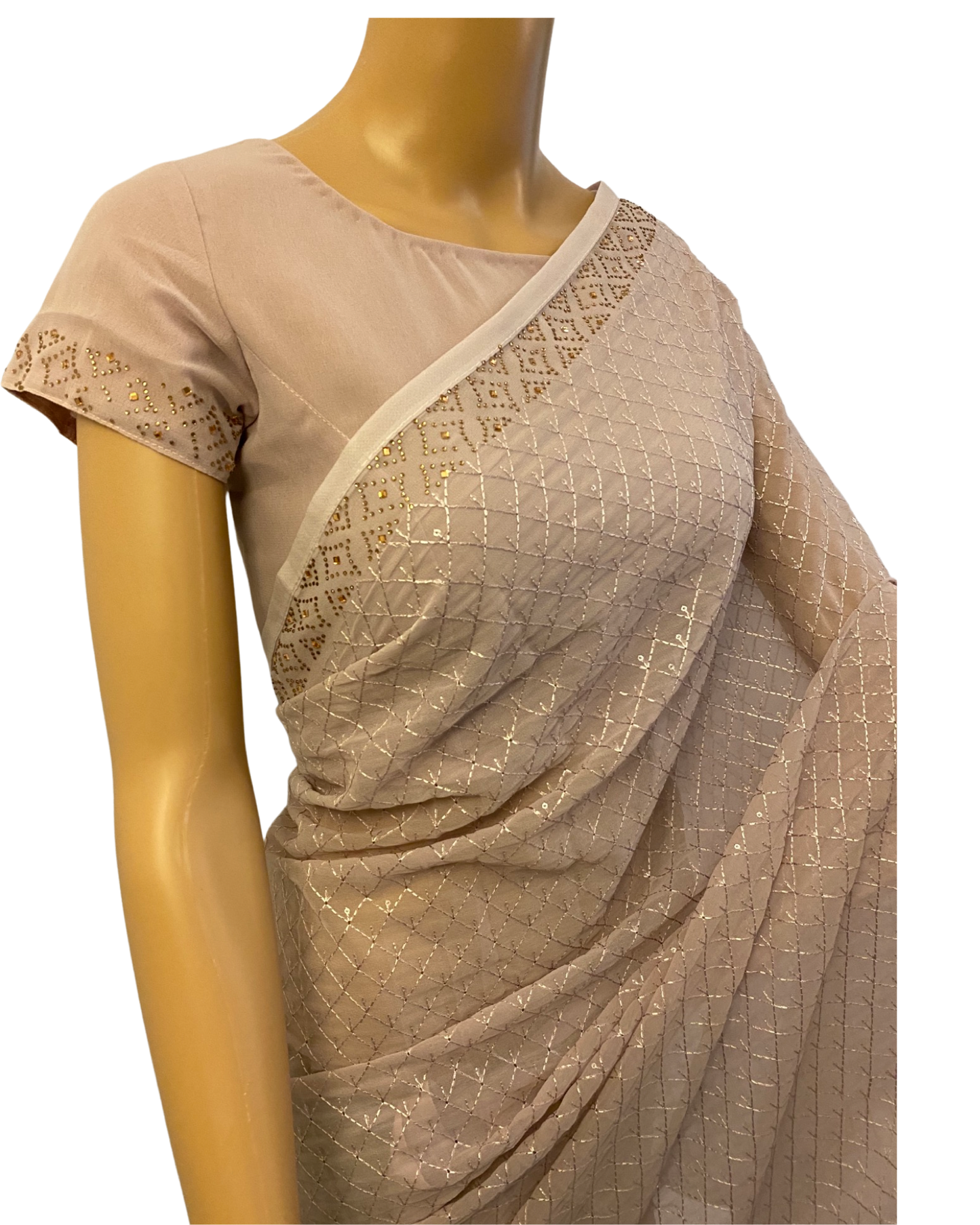 Onion Pink Pure Chiffon Georgette Saree