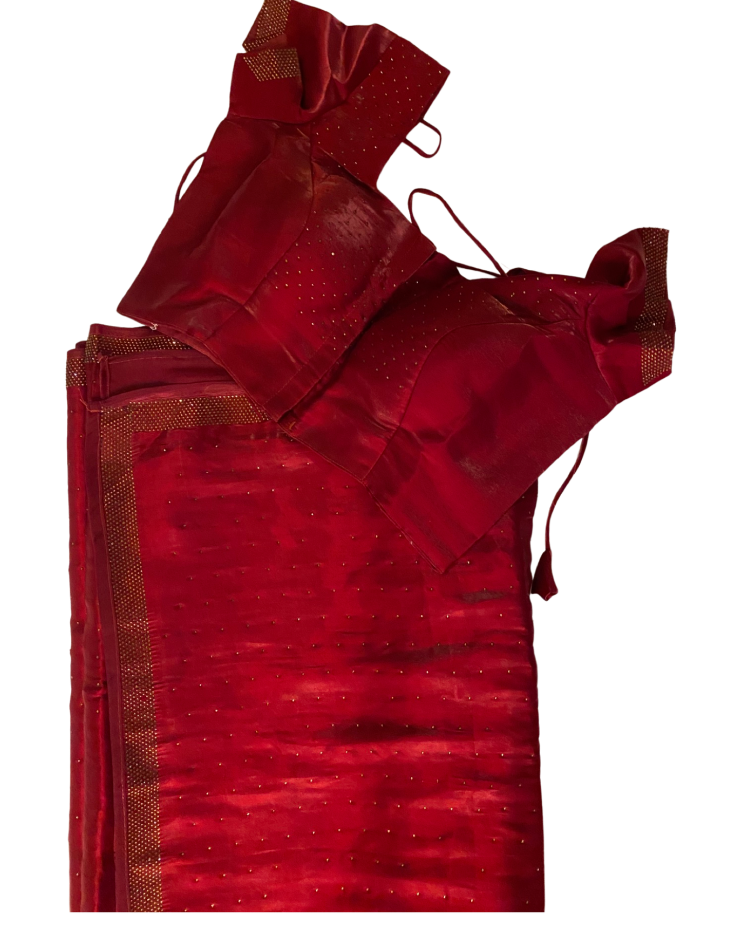 Designer Maroon Swarovski Satin Silk Saree (folder saree with blouse)