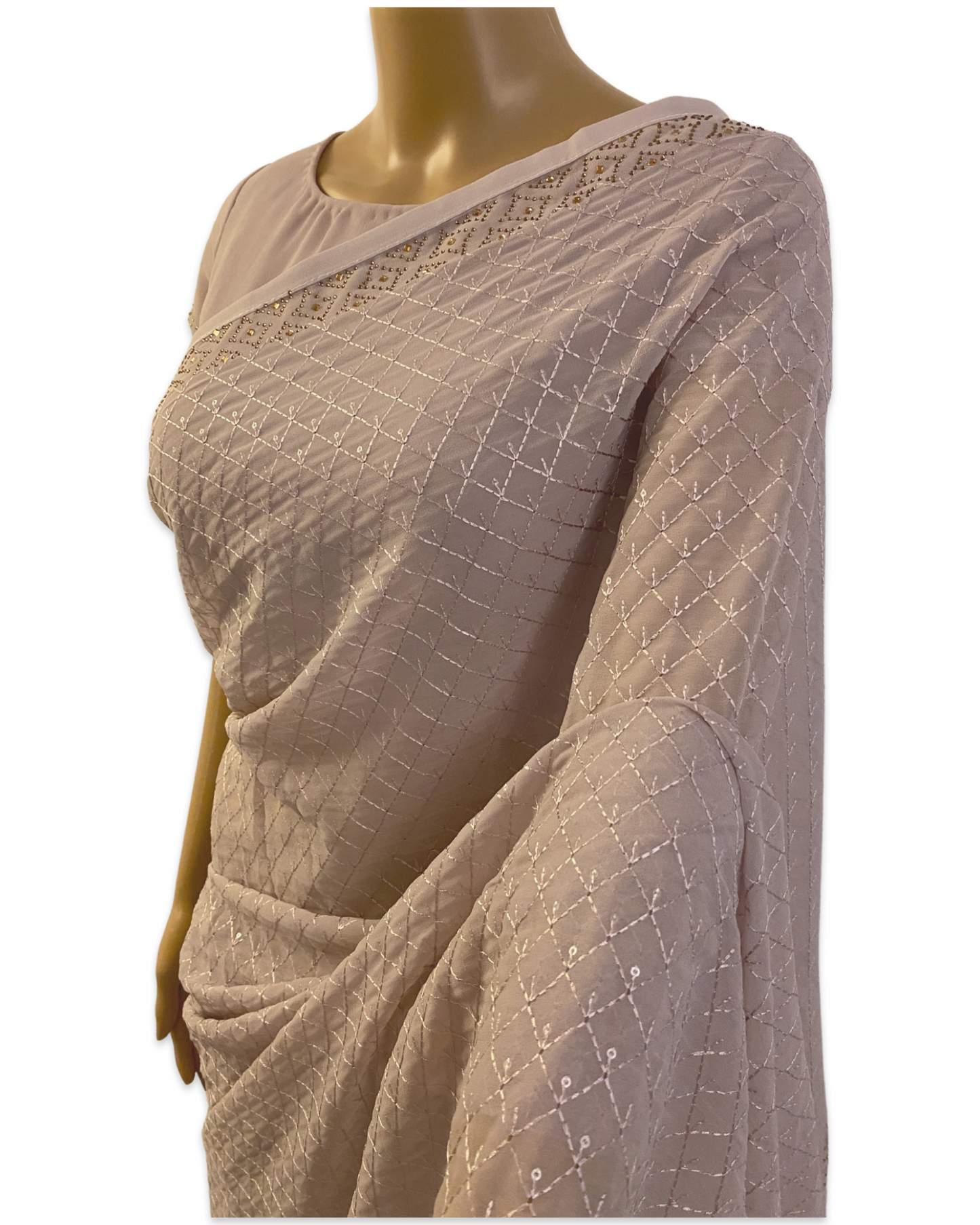 Onion Pink Pure Chiffon Georgette Saree