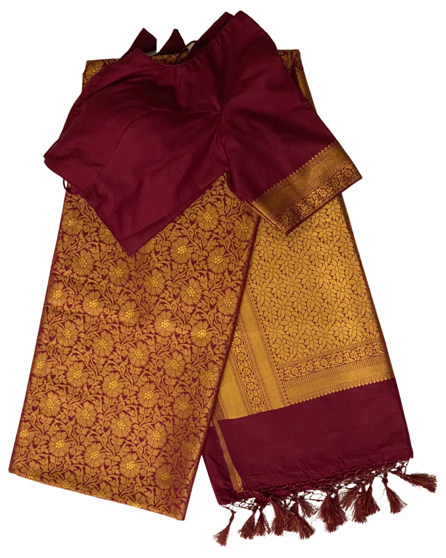 Wine Handloom Banarasi Silk Saree