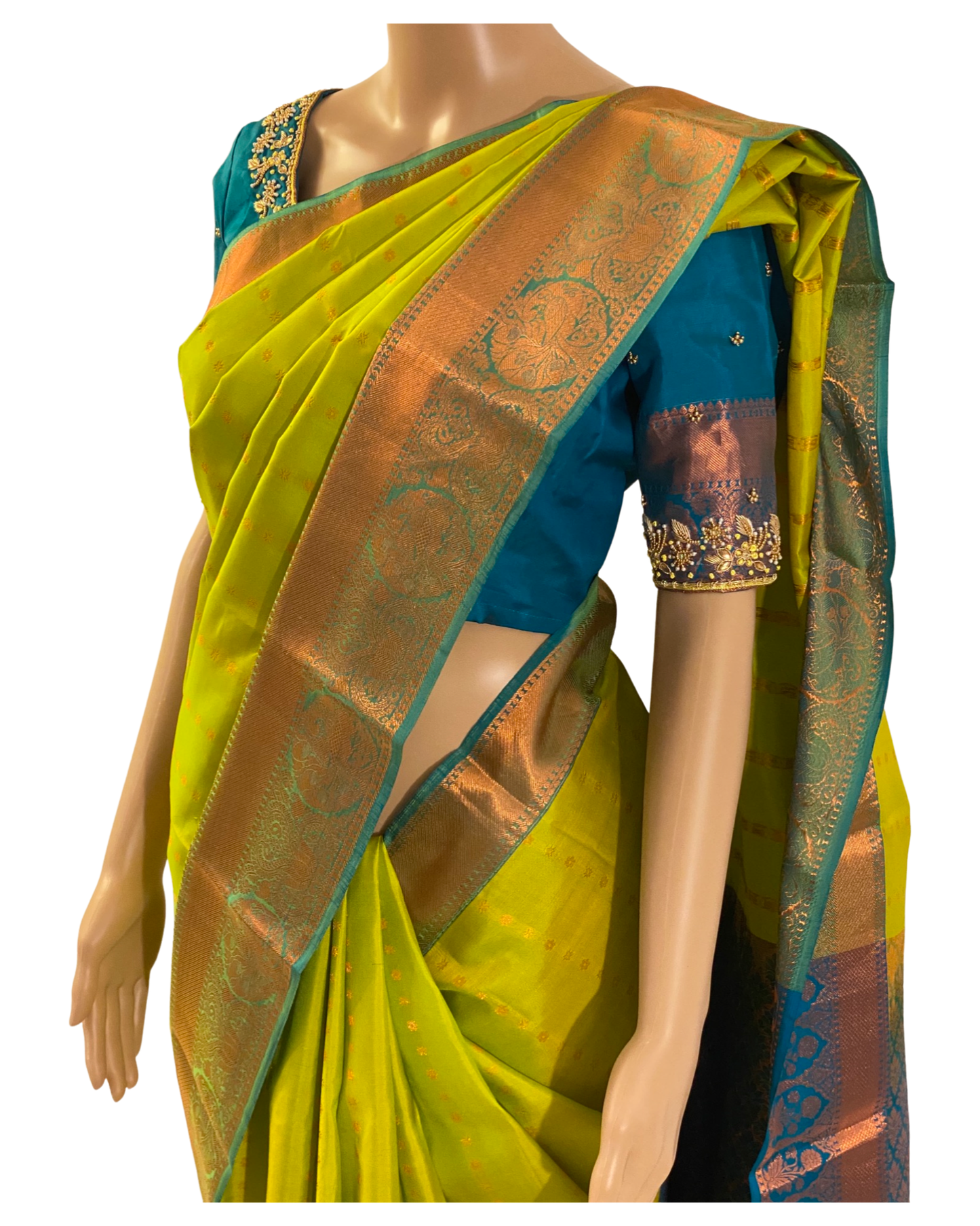 Green Kanchipuram Pure Handloom Silk Saree