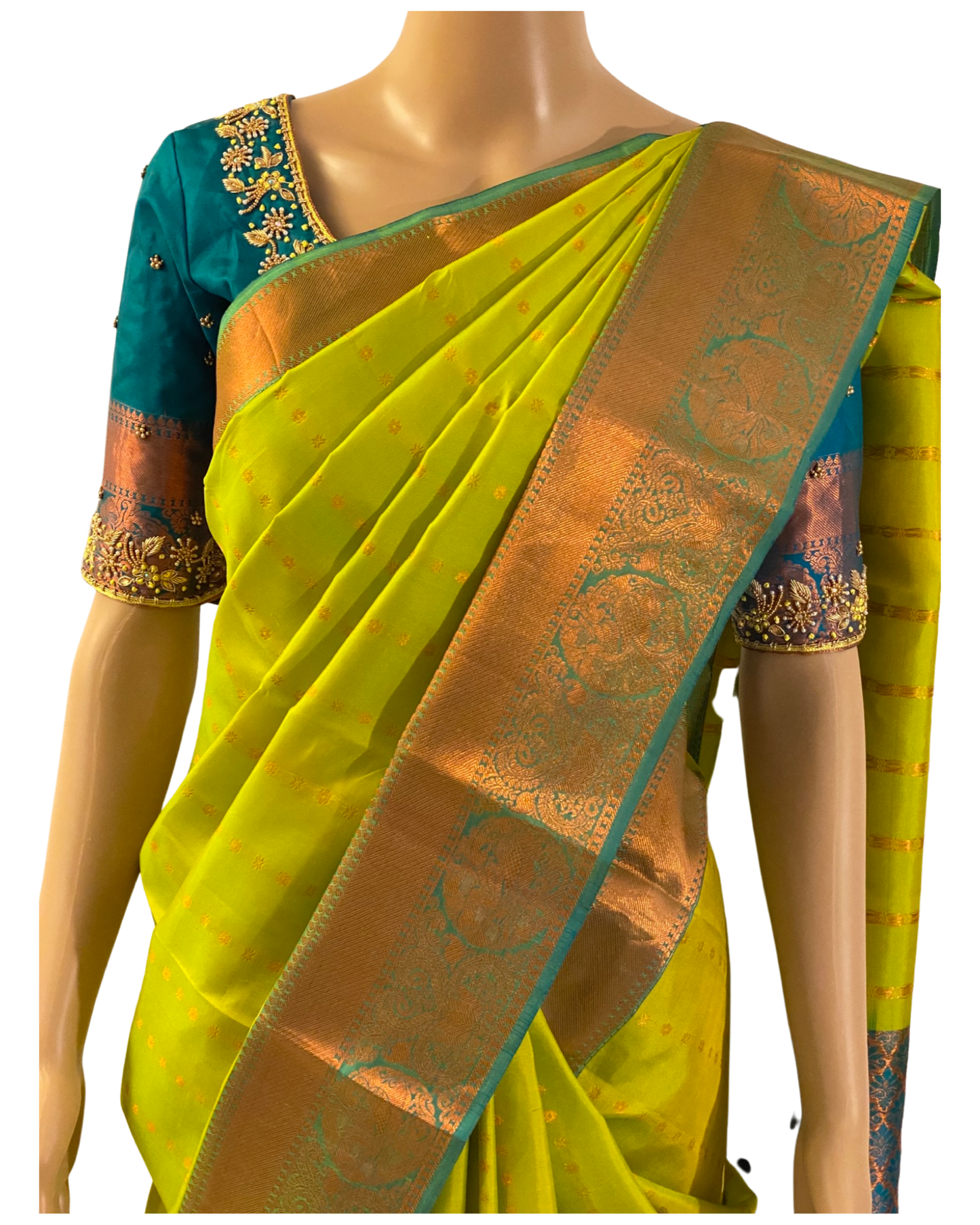 Green Kanchipuram Pure Handloom Silk Saree
