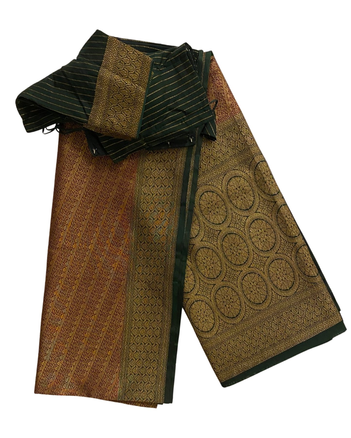 Maroon with Green Handloom Katan Banarasi Chanderi Silk Saree