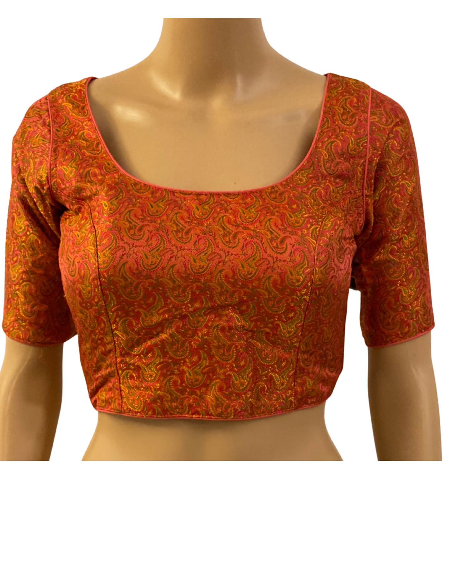 Peach and Green Kalamkari Soft Silk Saree