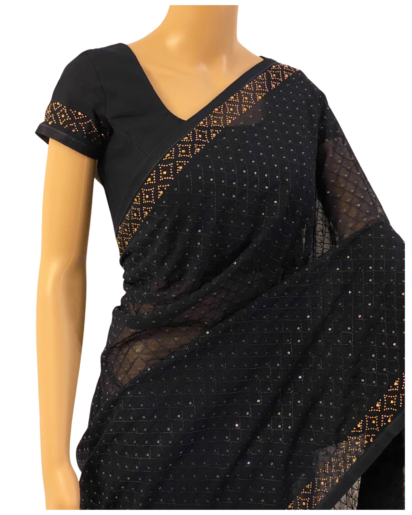Navy Blue Pure Chiffon Georgette Saree