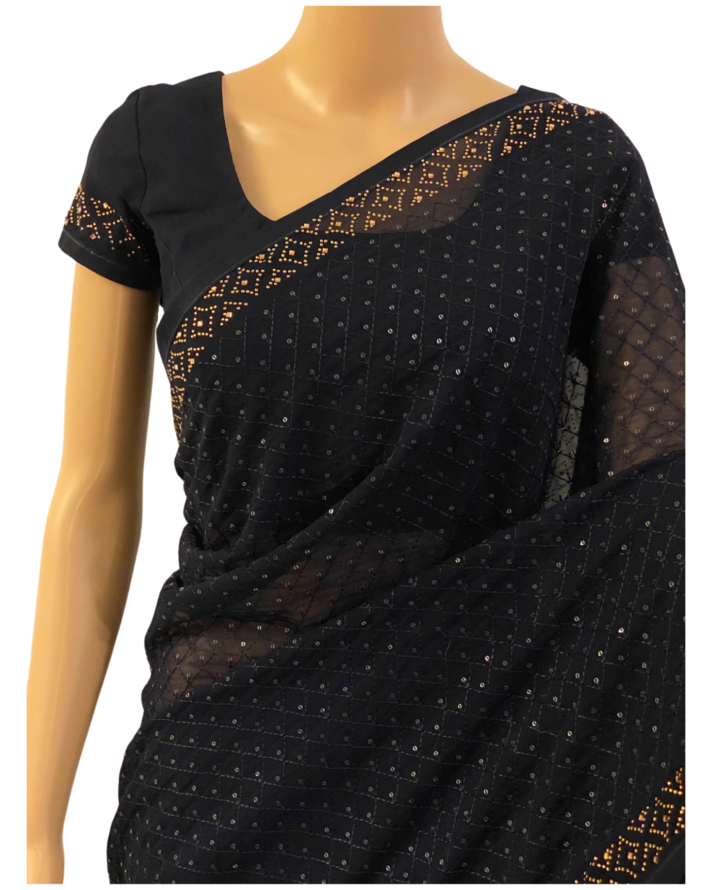 Navy Blue Pure Chiffon Georgette Saree