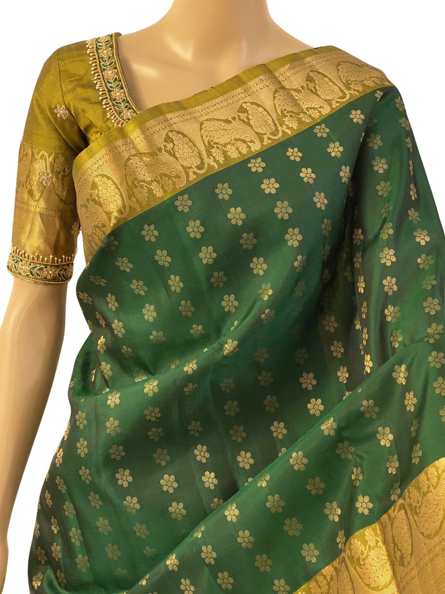 Green Handloom Kanchipuram Silk Saree