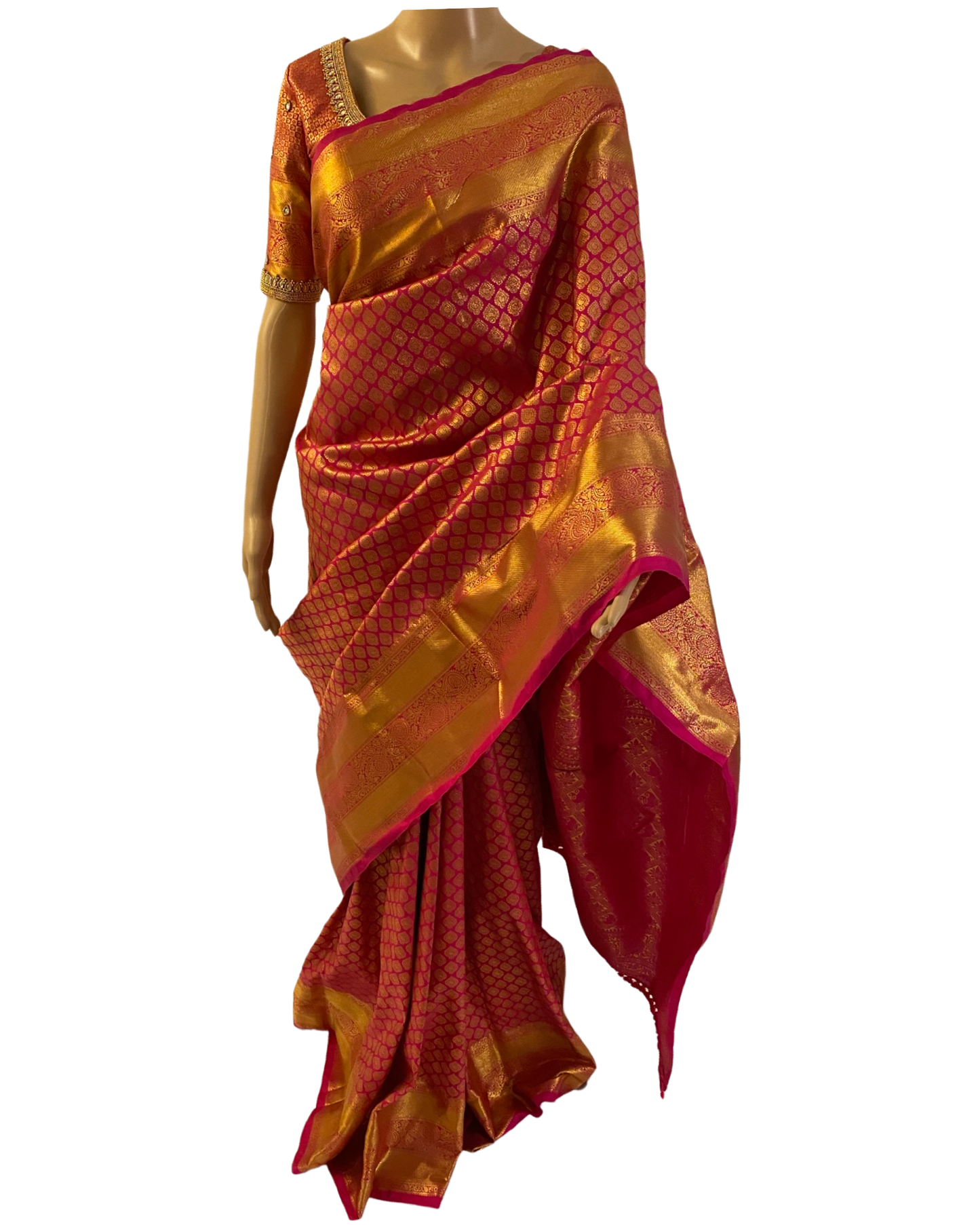 Dharmavaram Pink Brocade Silk Saree