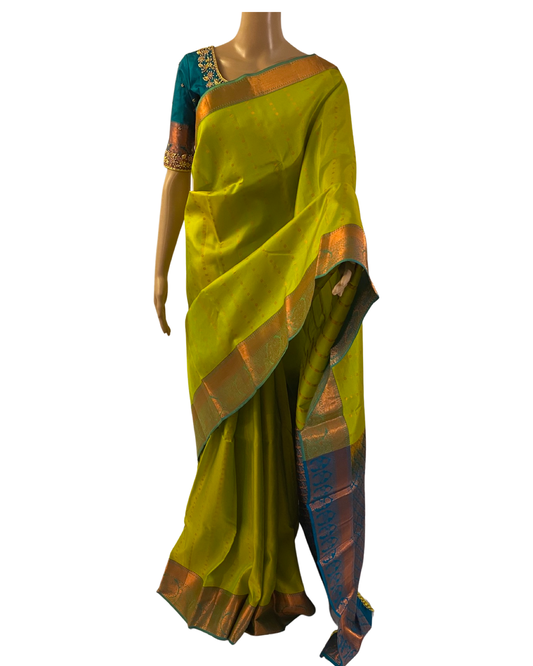 Green Kanchipuram Pure Handloom Silk Saree