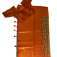 Peach and Green Kalamkari Soft Silk Saree