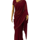 Designer Wine Chiffon Georgette Saree (full view)