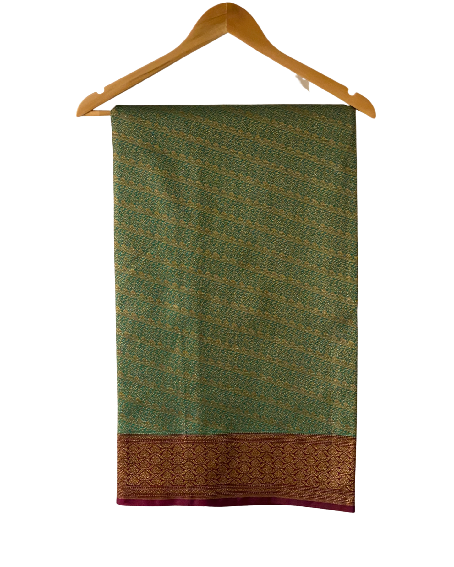 Sea Green with Maroon Katan Banarasi Saree