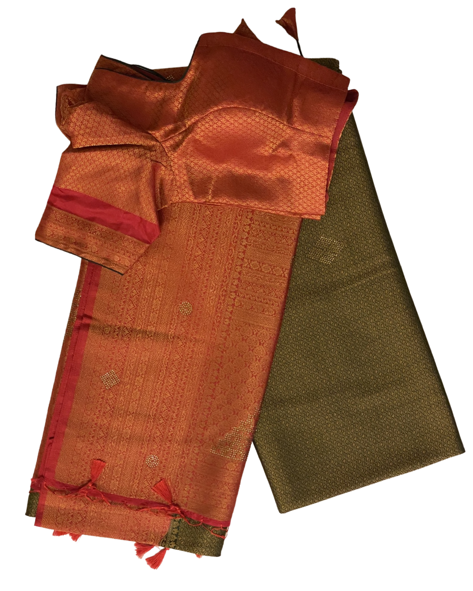 Green Kubera Silk Saree with Stone Work (folder saree and blouse)