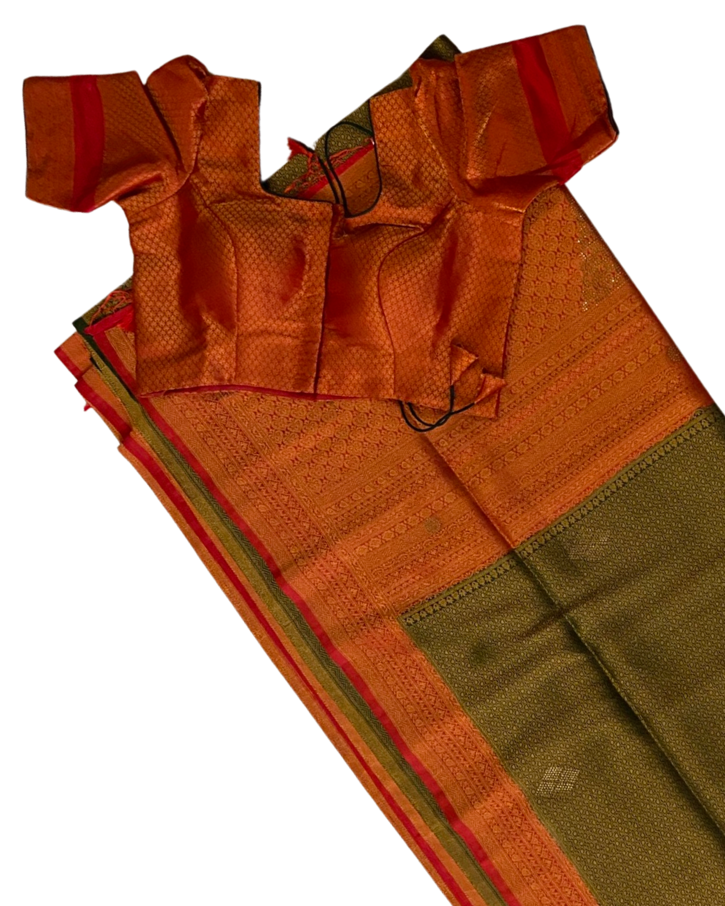 Green Kubera Silk Saree with Stone Work (folded saree with blouse)