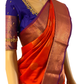 Brick Red and Blue Kanchipuram Silk Saree