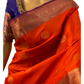 Brick Red and Blue Kanchipuram Silk Saree