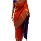 Brick Red and Blue Kanchipuram Silk Saree