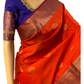 Brick Red and Blue Kanchipuram Silk Saree