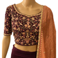 WINE CROP TOP AND LEHENGA (close up)