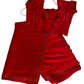 Designer Red Swarovski Satin Silk Saree (folded saree with blouse)