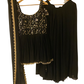 DESIGNER BLACK OFF-SHOULDER PEPLUM KURTA AND SHARARA SET