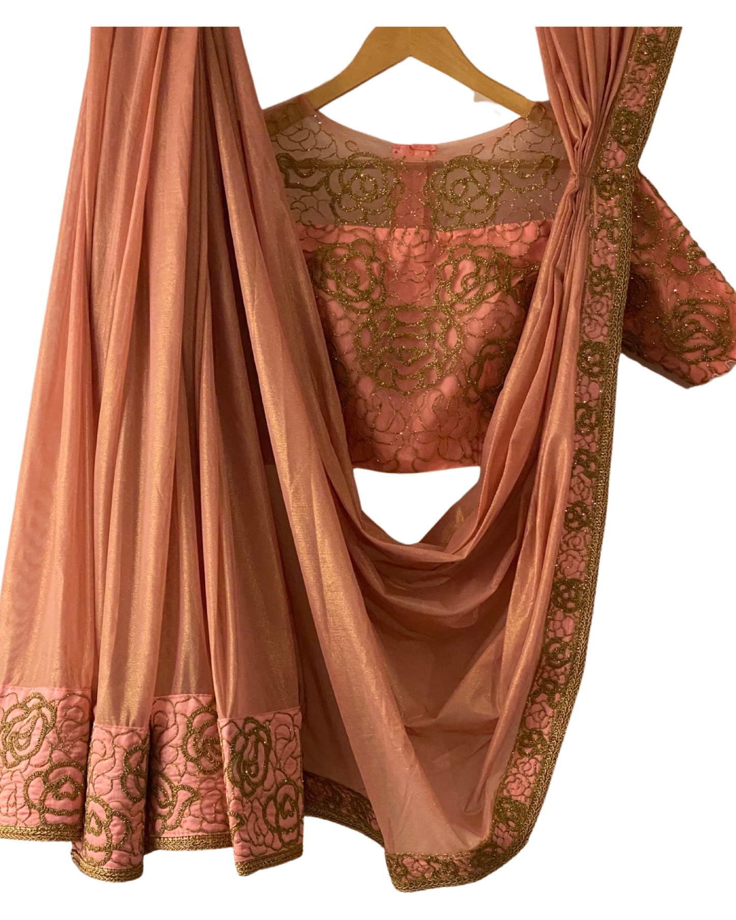 Pastel Shimmer Peach Chiffon Saree