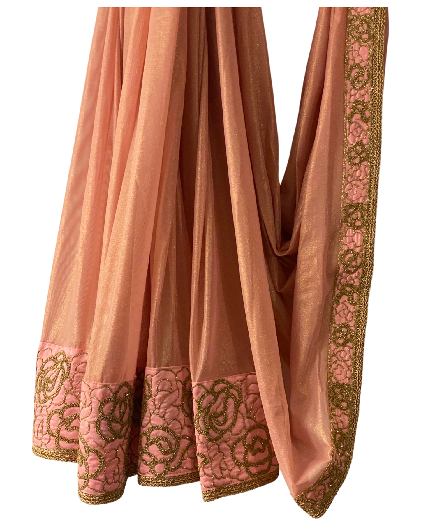 Pastel Shimmer Peach Chiffon Saree