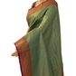 Sea Green with Maroon Katan Banarasi Saree