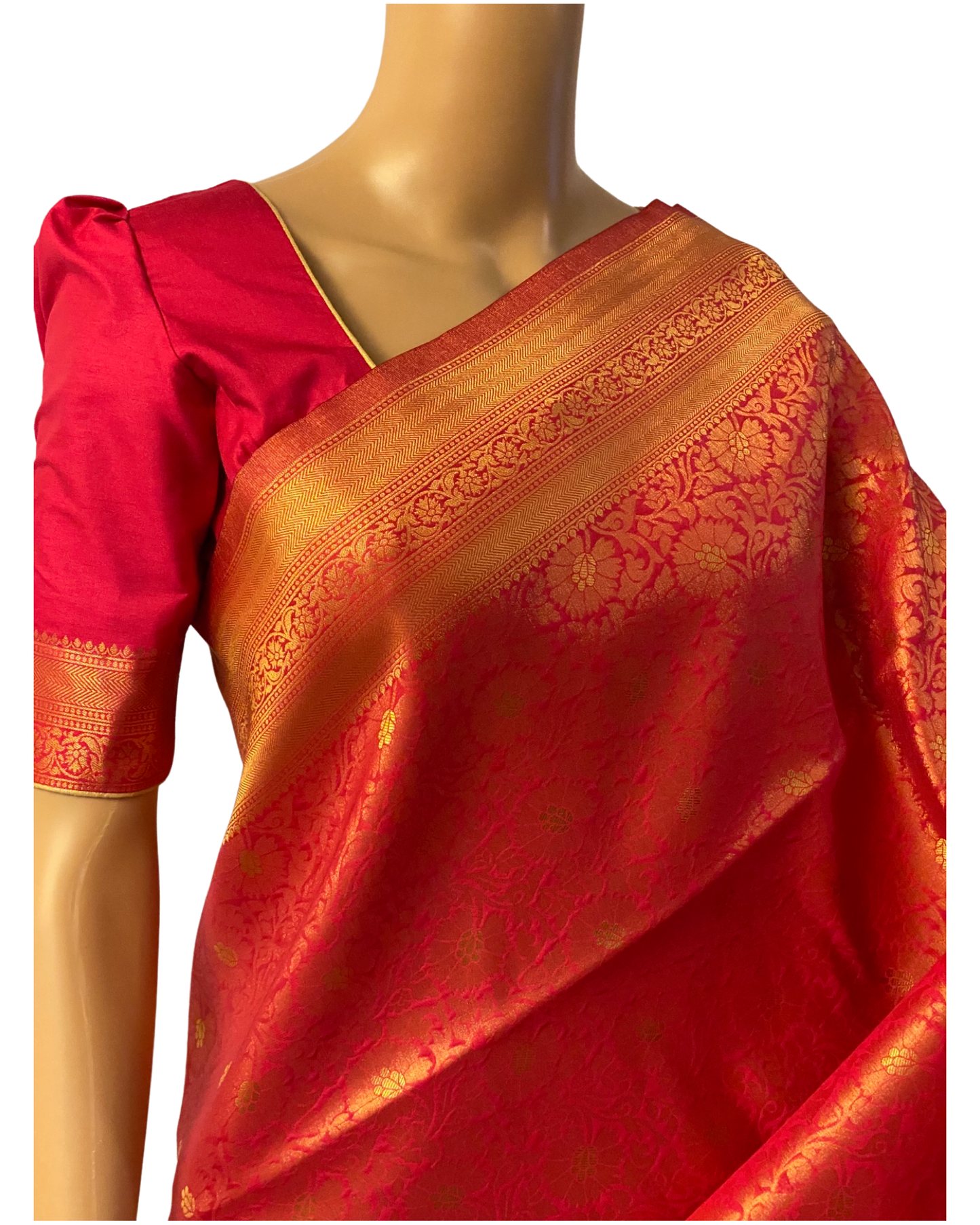 Pink Handloom Banarasi Silk Saree (close up left view)