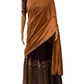 WINE CROP TOP AND LEHENGA (half saree style without pleats)