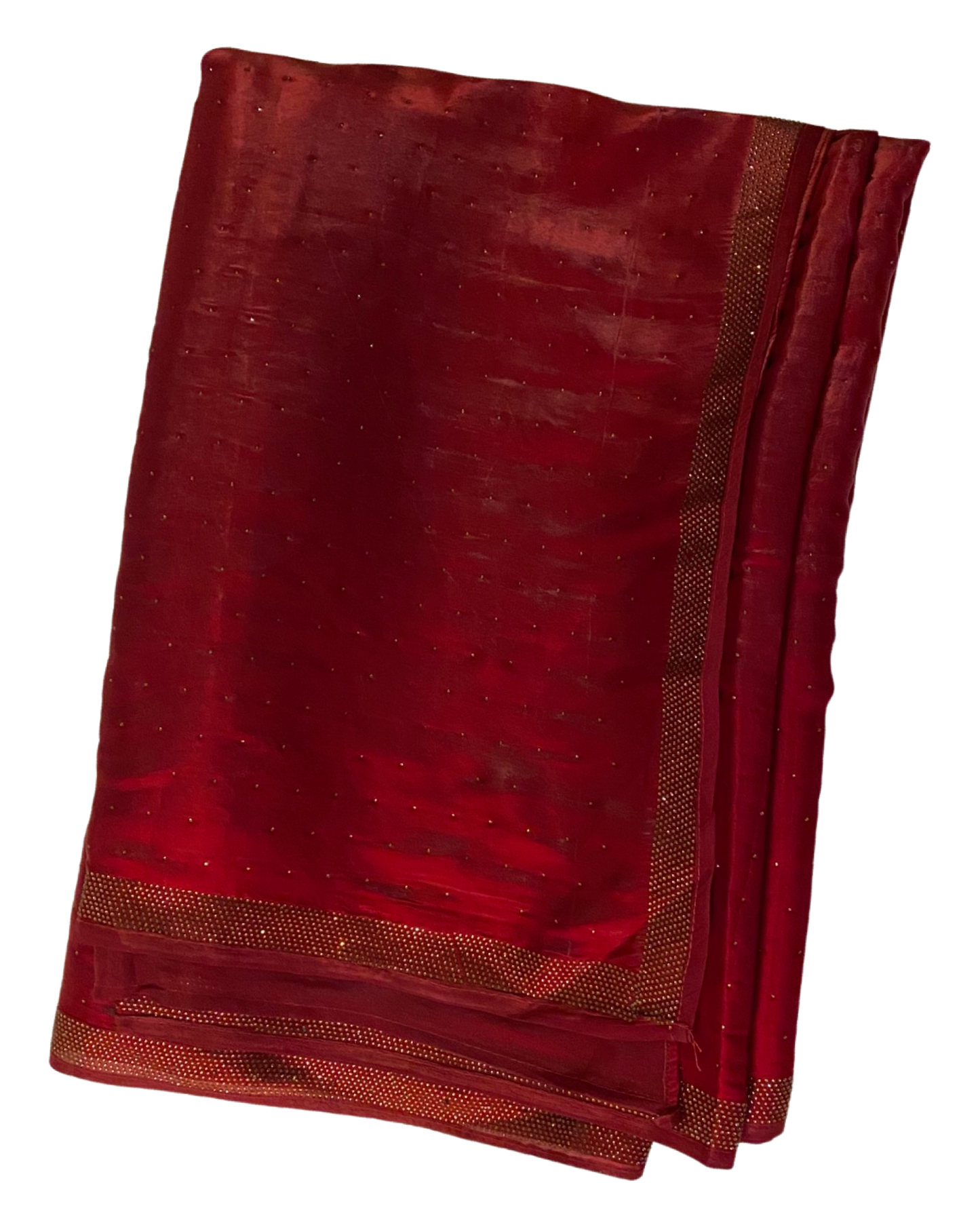 Designer Maroon Swarovski Satin Silk Saree (folded saree)