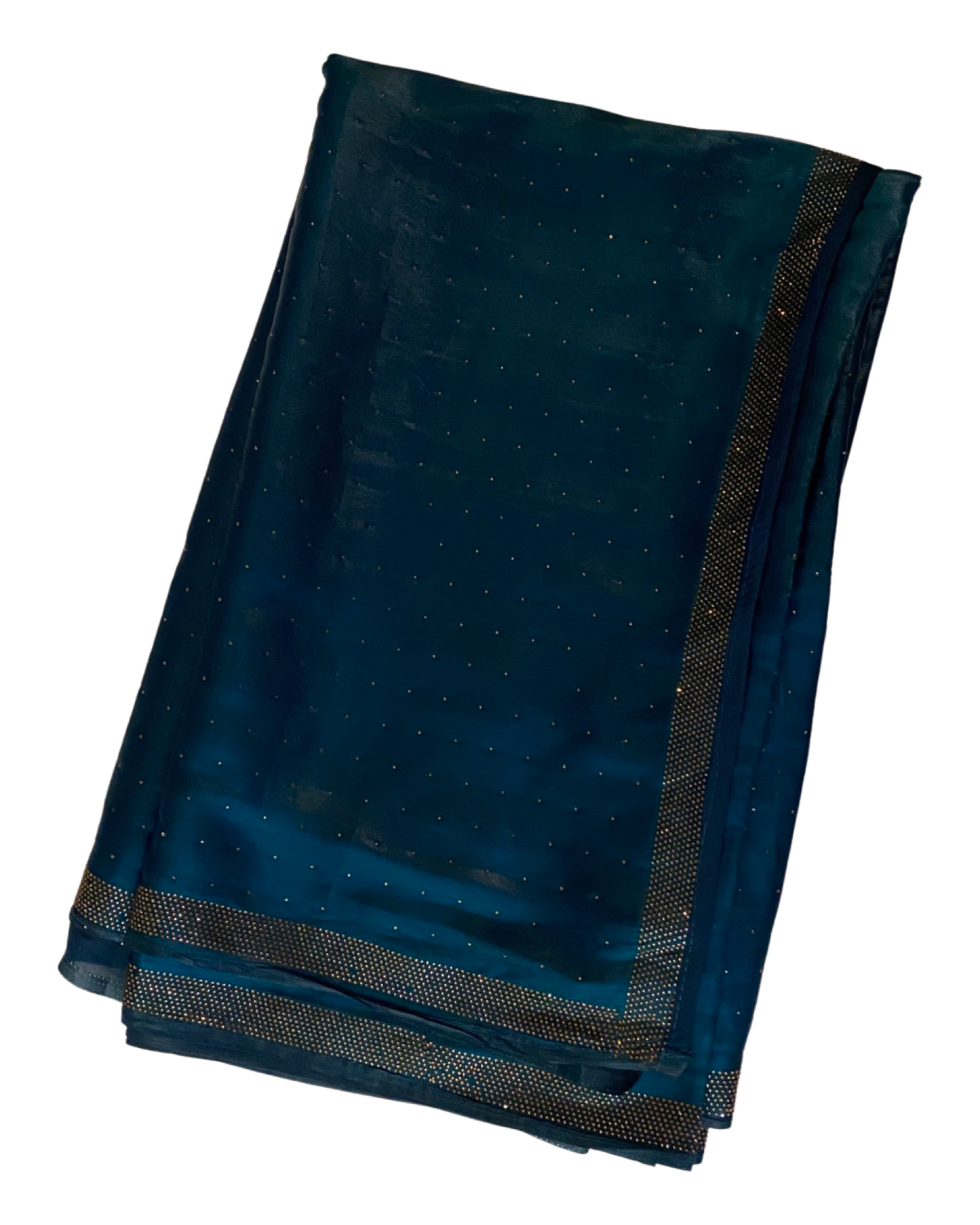 Designer Blue Swarovski Satin Silk Saree (open saree)