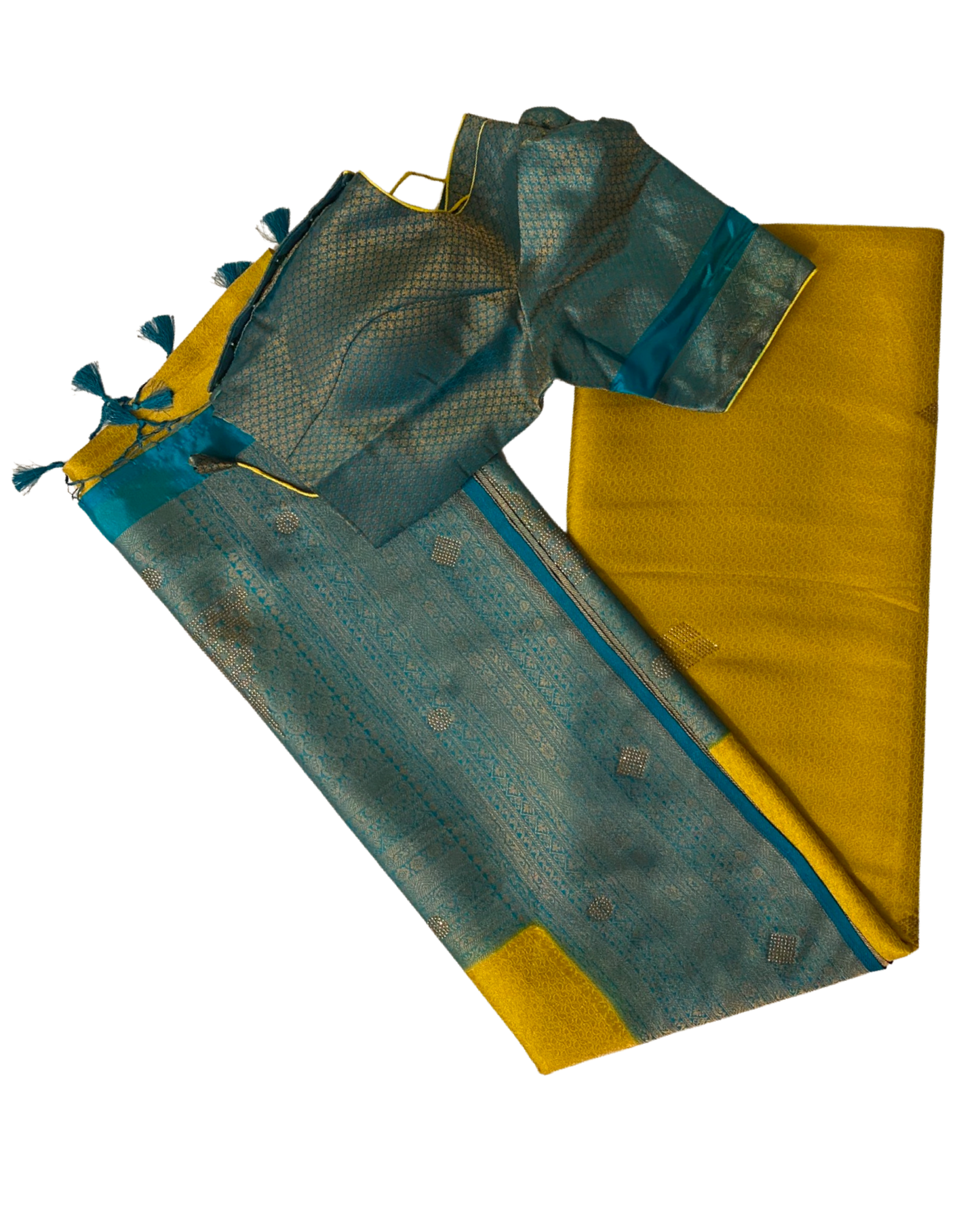 Yellow Kubera Silk Saree with Stone Work