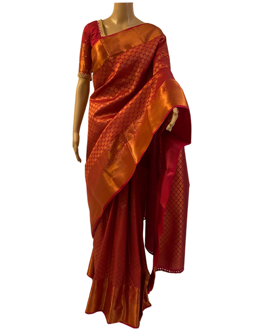 Pink Kanchipuram Handloom Silk Saree