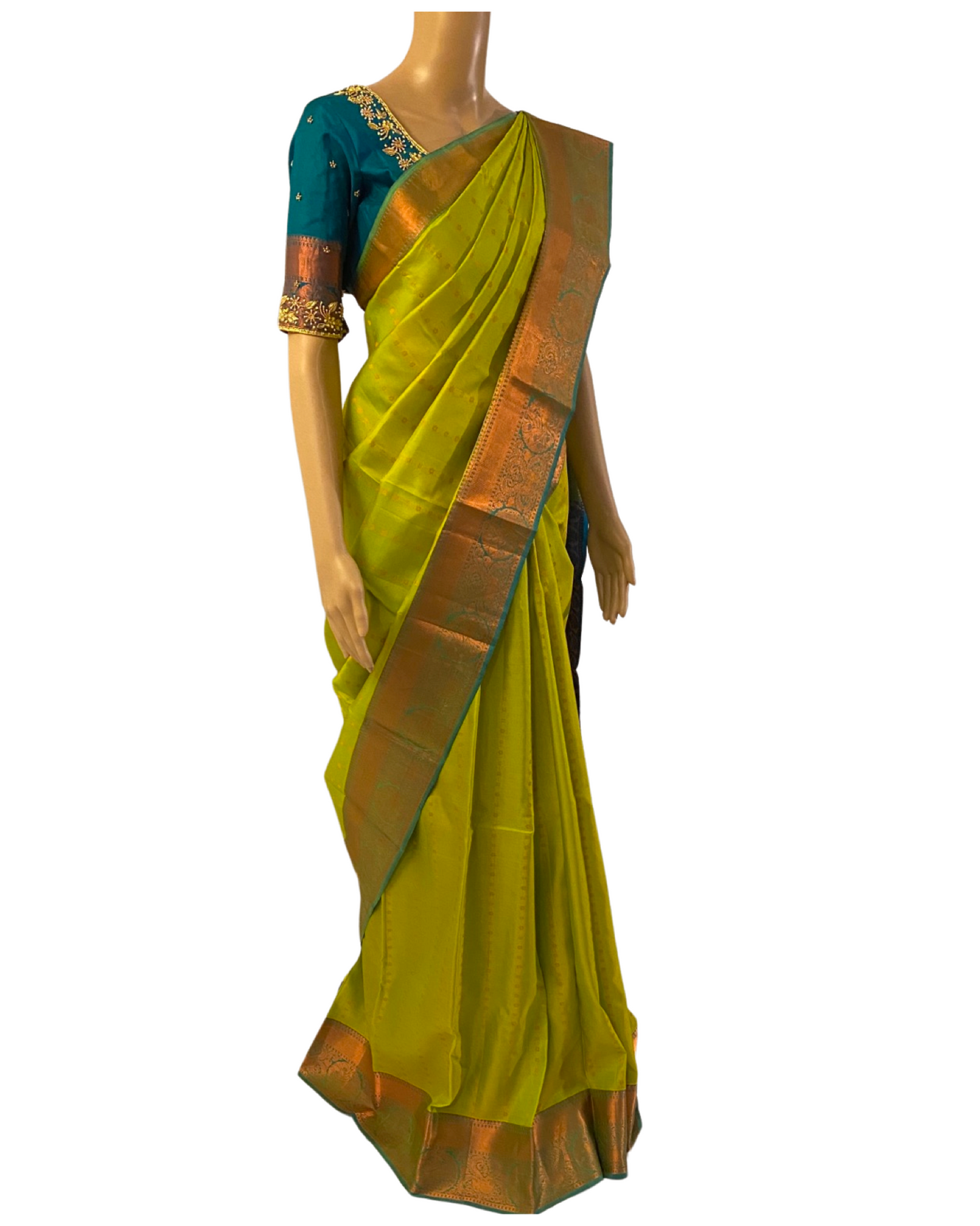 Green Kanchipuram Pure Handloom Silk Saree