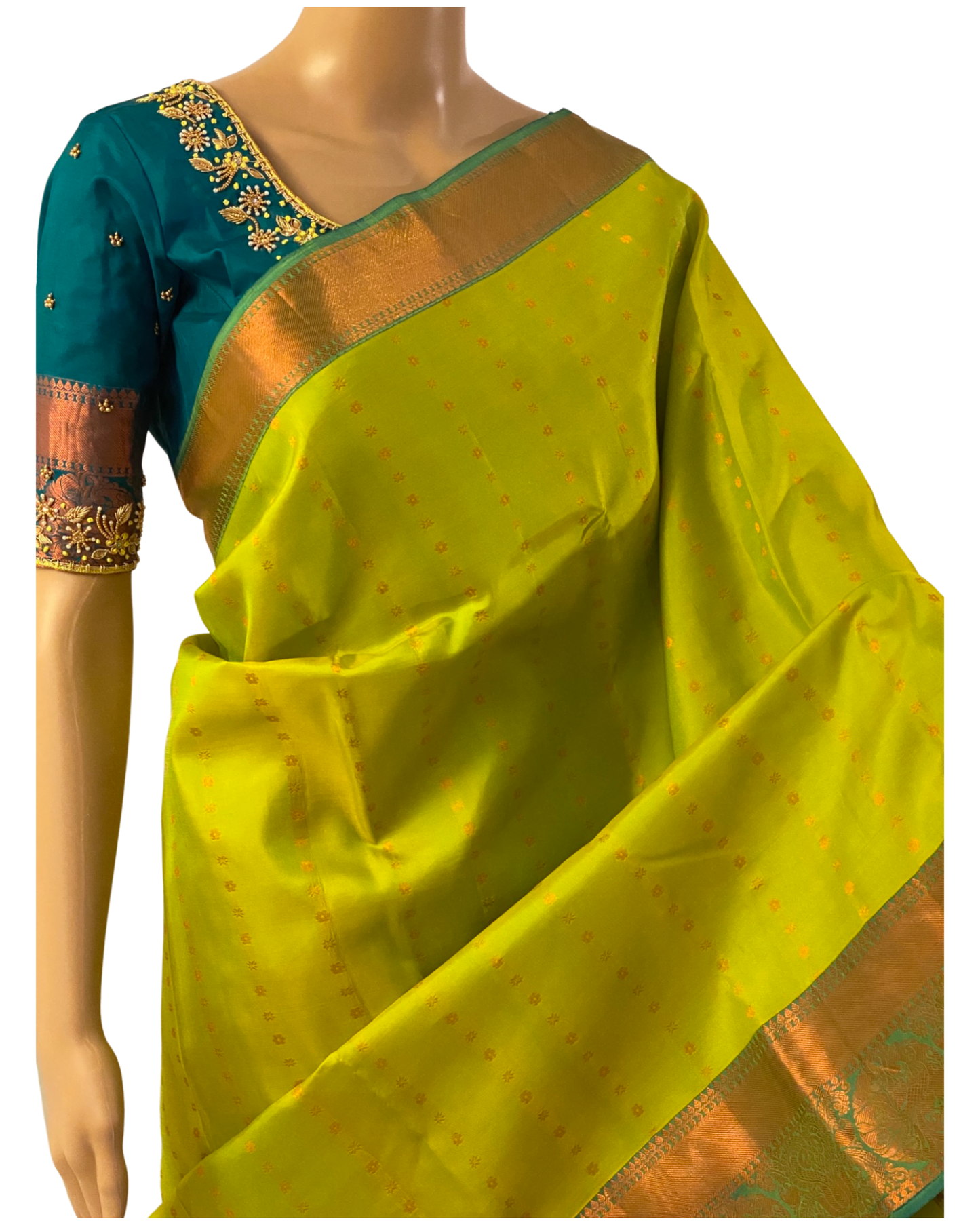 Green Kanchipuram Pure Handloom Silk Saree