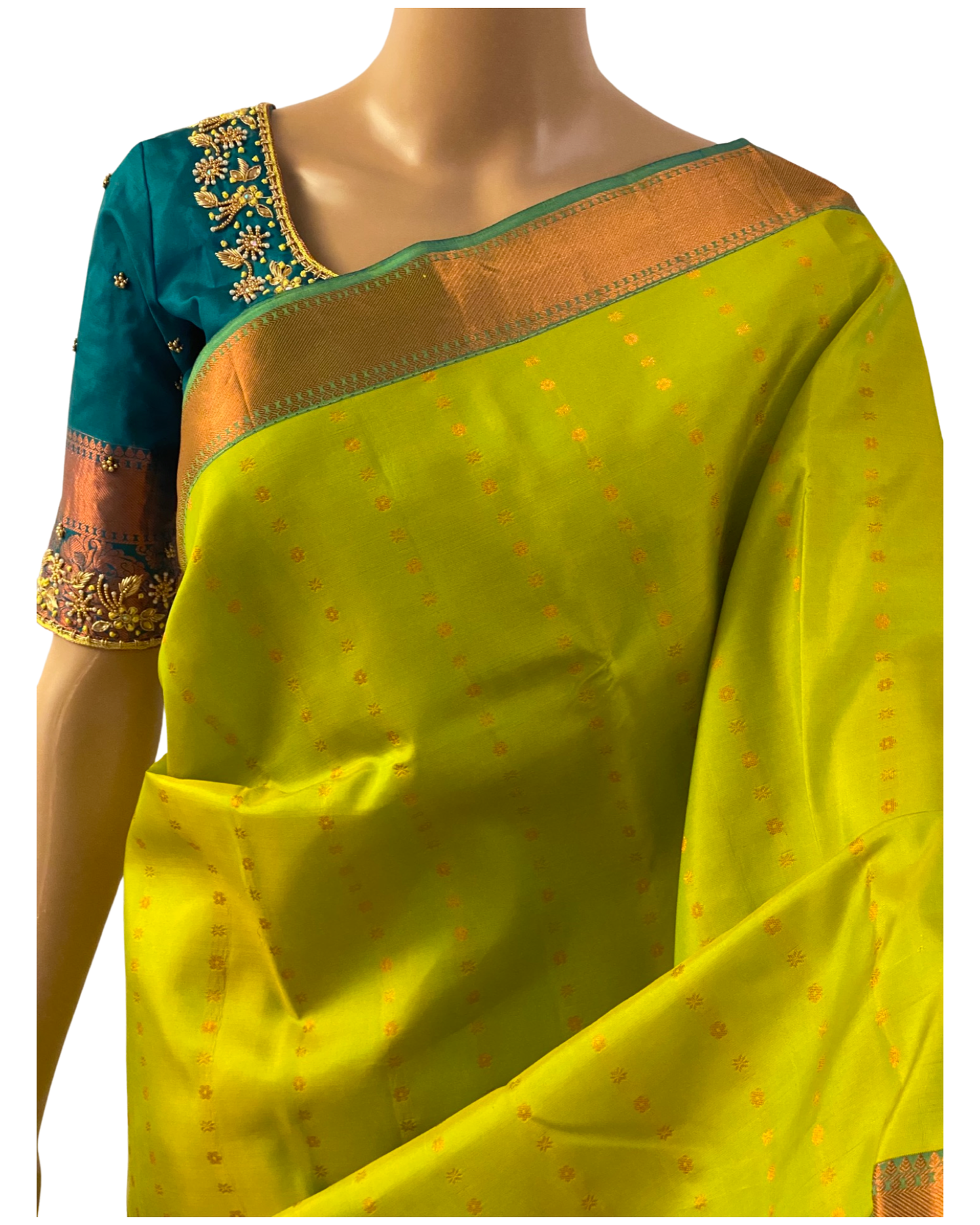 Green Kanchipuram Pure Handloom Silk Saree