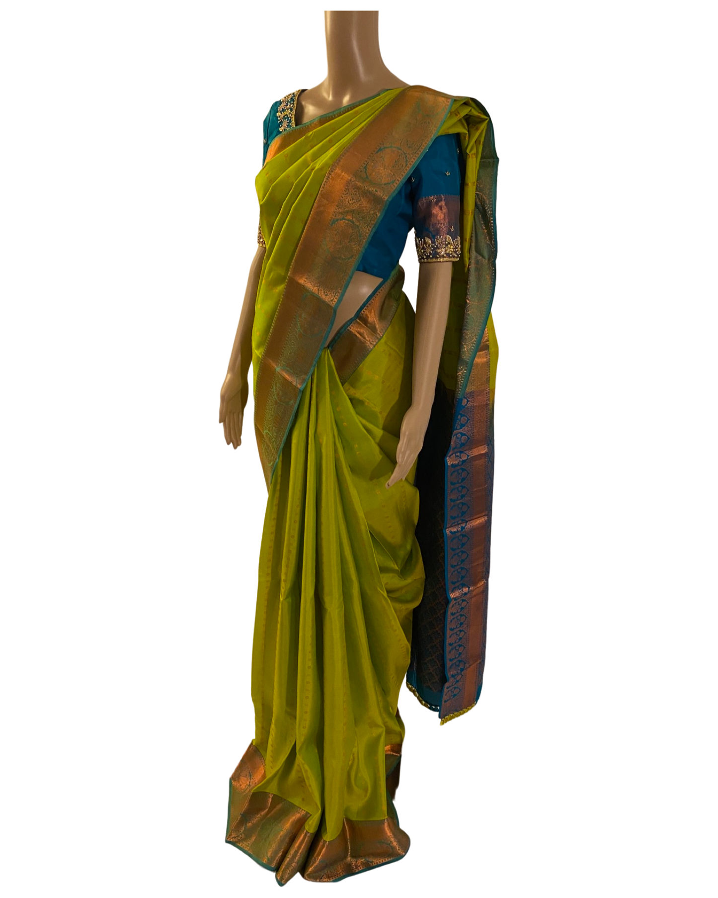 Green Kanchipuram Pure Handloom Silk Saree