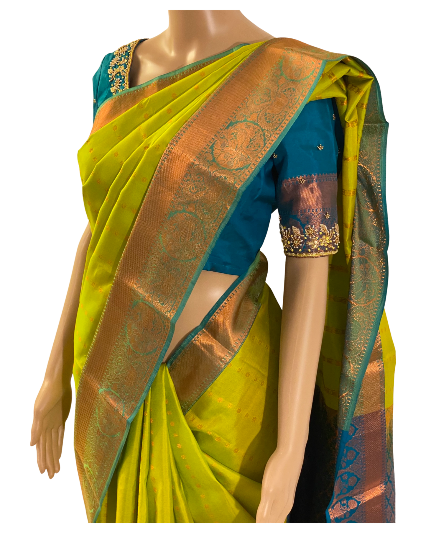 Green Kanchipuram Pure Handloom Silk Saree