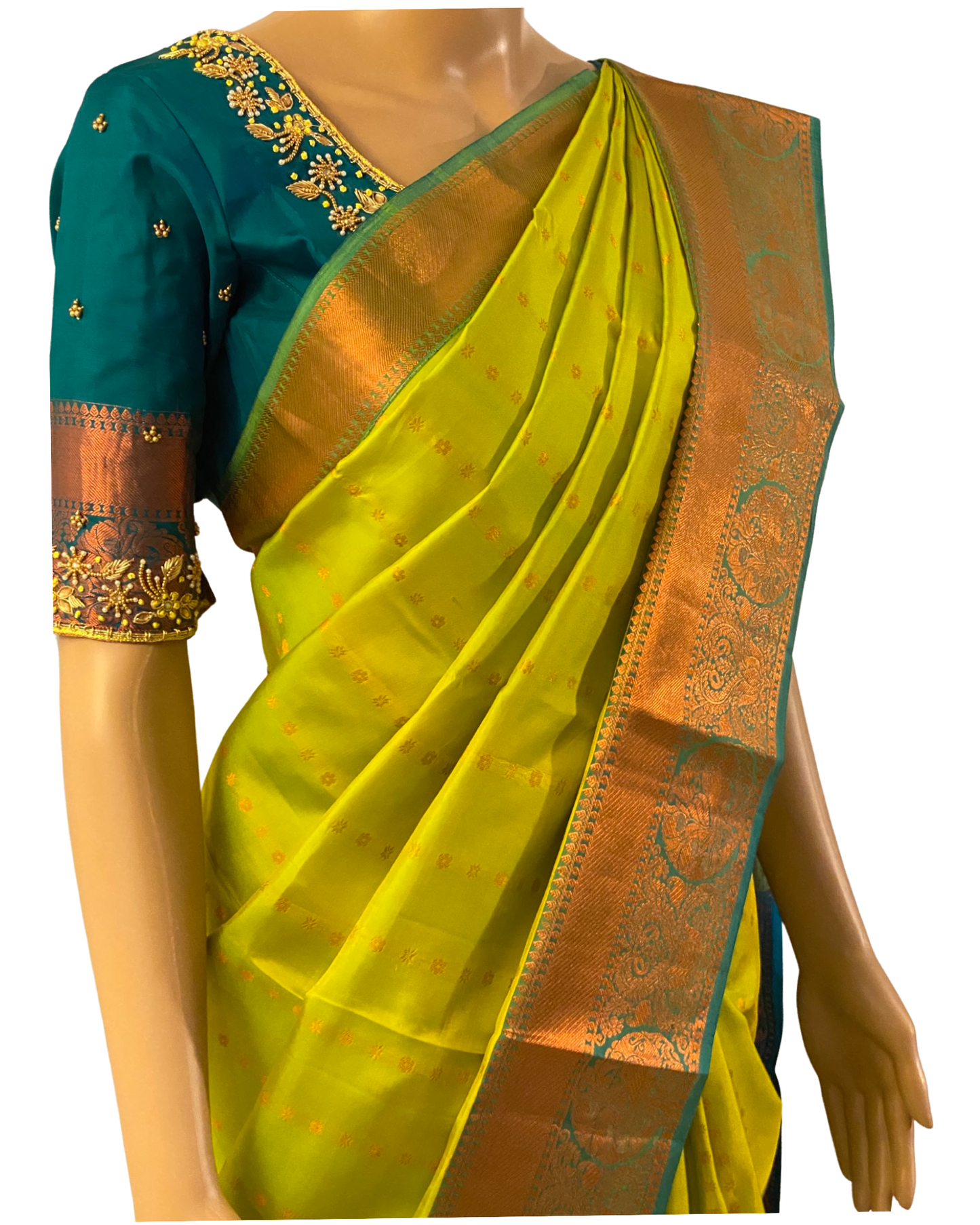 Green Kanchipuram Pure Handloom Silk Saree