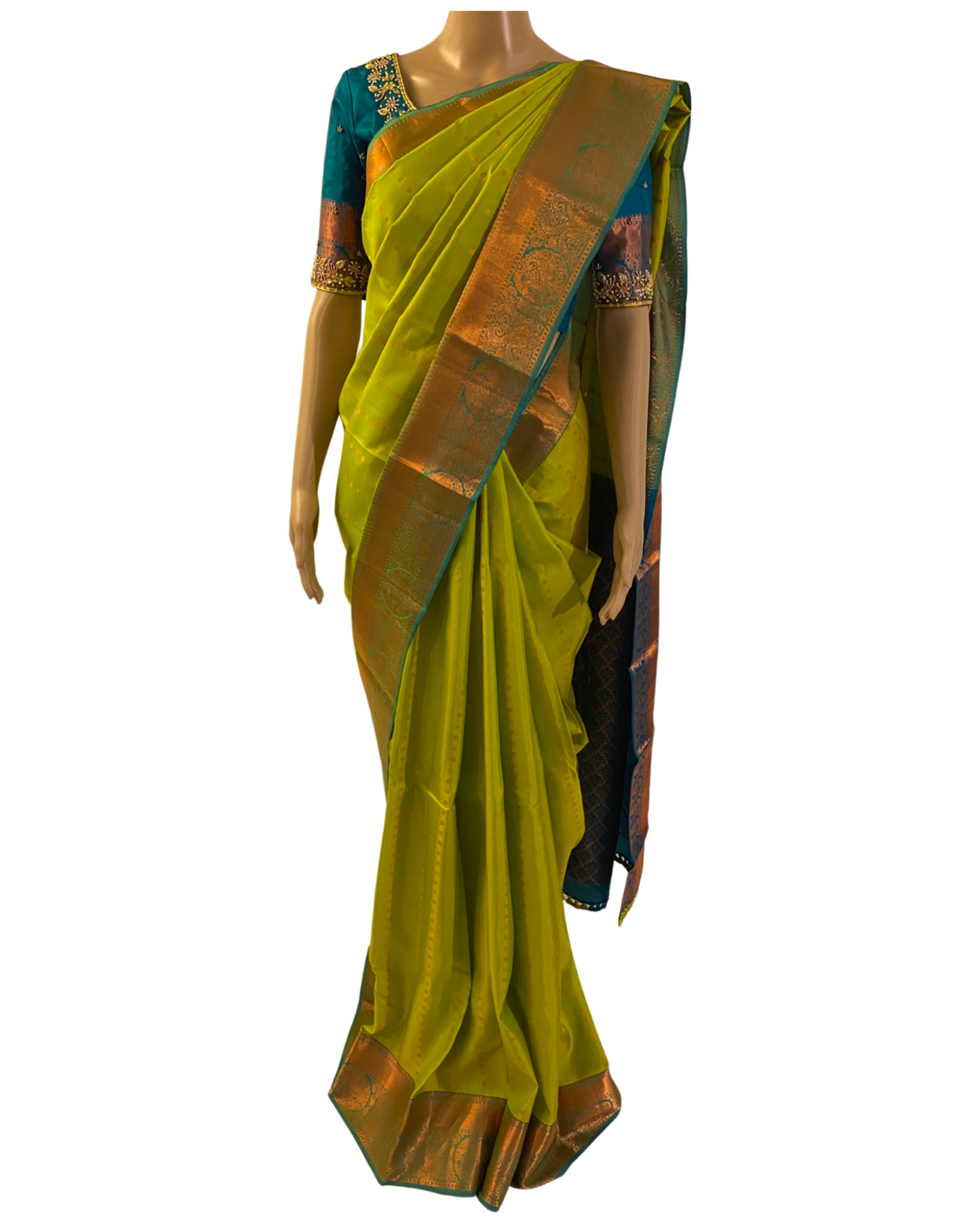 Green Kanchipuram Pure Handloom Silk Saree