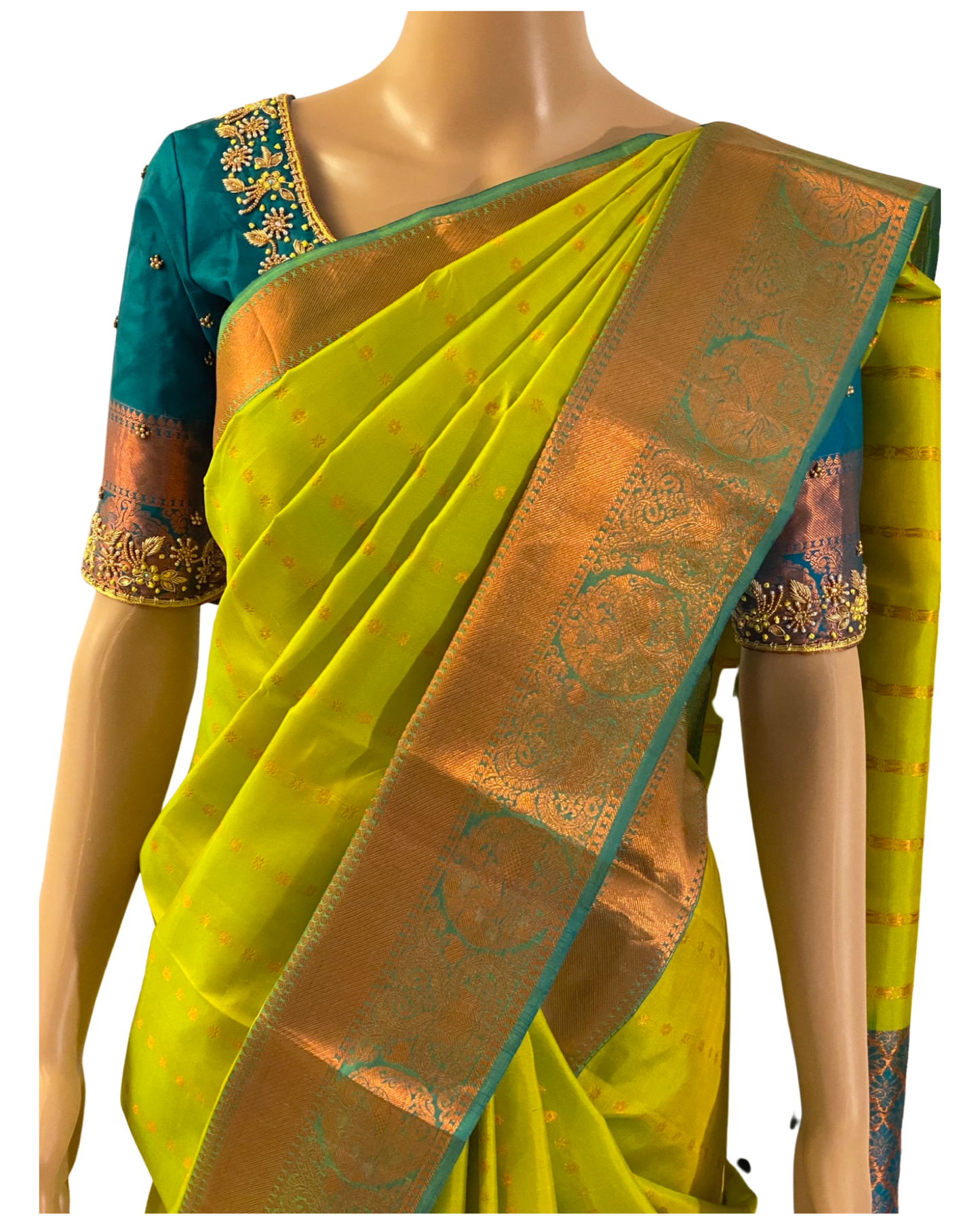 Green Kanchipuram Pure Handloom Silk Saree