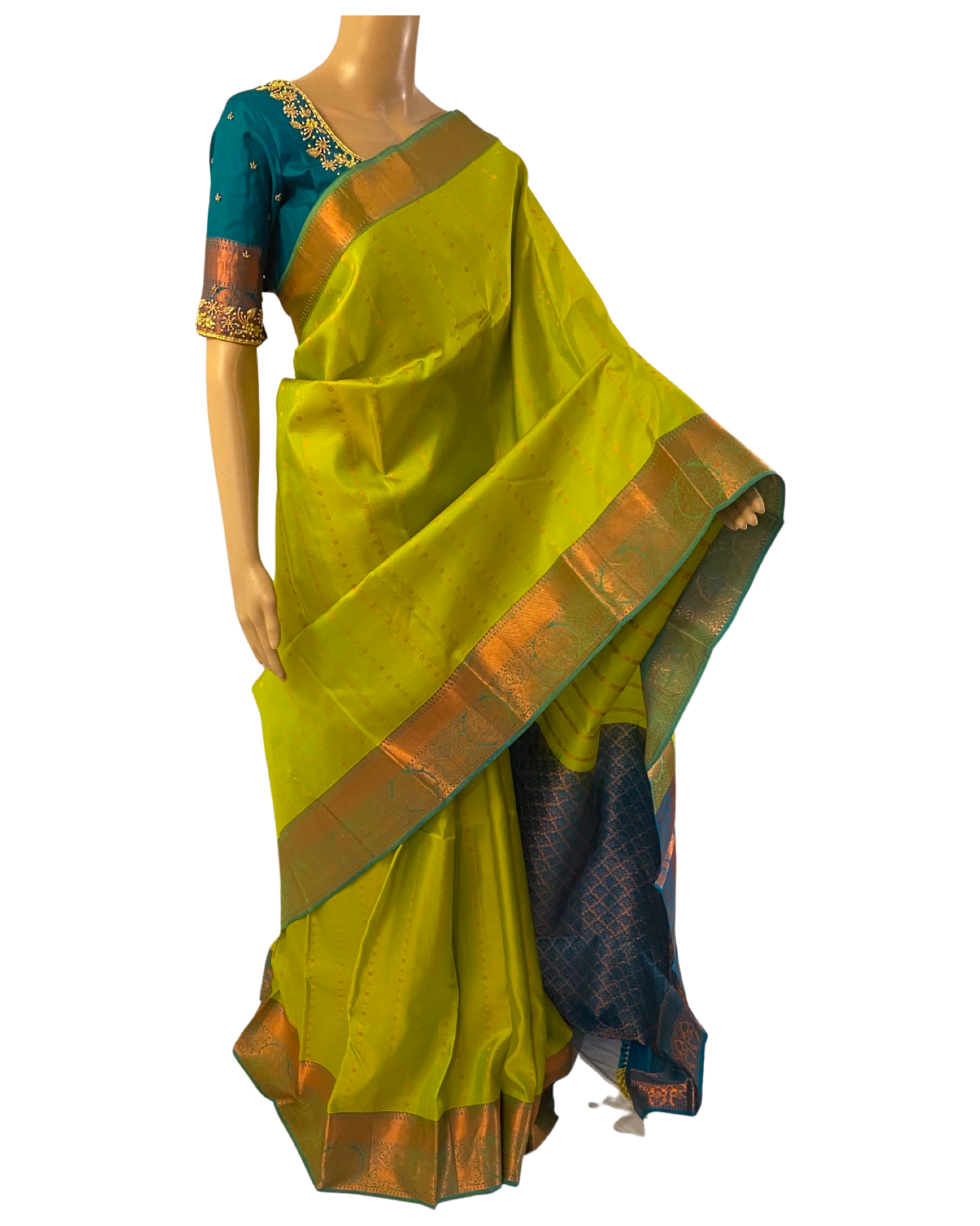 Green Kanchipuram Pure Handloom Silk Saree