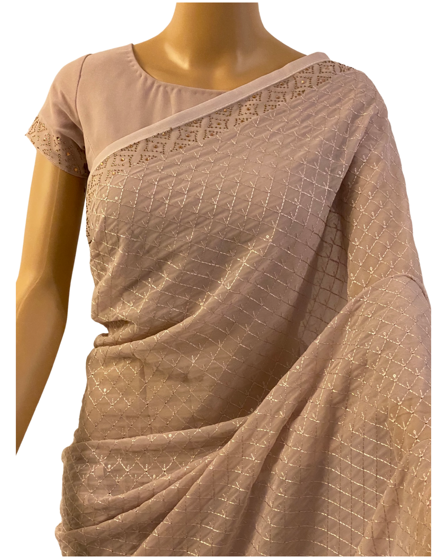 Onion Pink Pure Chiffon Georgette Saree