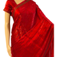 Designer Red Swarovski Satin Silk Saree (left view)