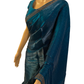 Designer Blue Swarovski Satin Silk Saree (right view)