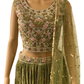 PISTA GREEN CHIFFON CROP TOP WITH LEHENGA