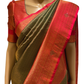 Green Kubera Silk Saree with Stone Work (close up)