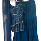 DESIGNER PARTY WEAR BLUE PEPLUM KURTHA AND SHARARA SET